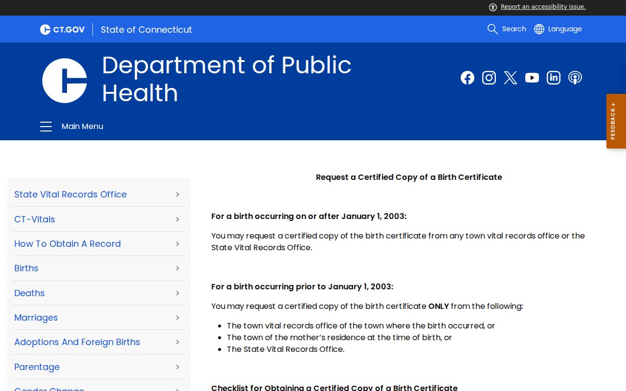 Connecticut resident lookup vital-record eligibility and identification requirements